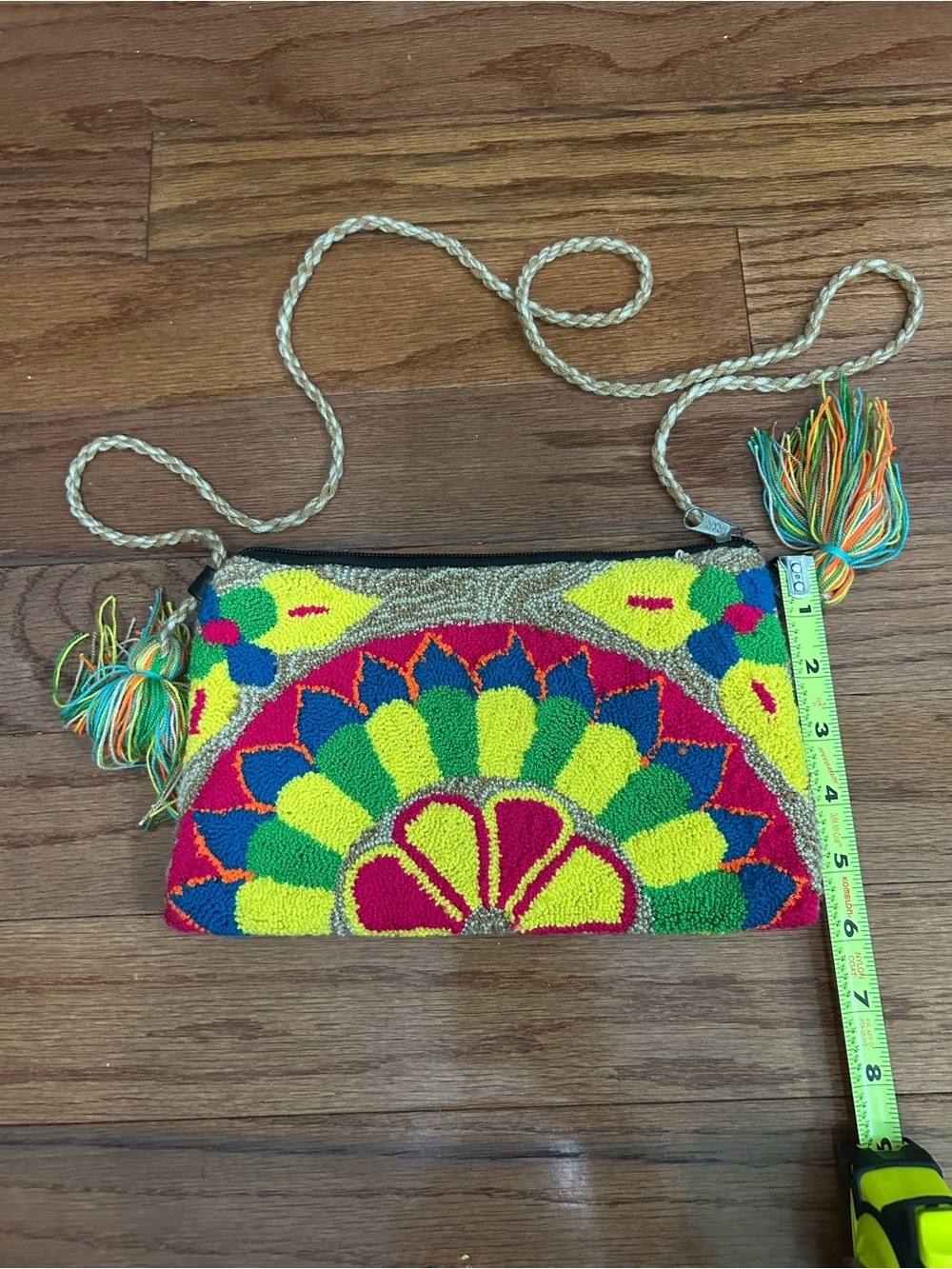Vintage Boho Wayuu Style Crossbody Shoulder Bag Colorful Tassel Purse - Picture 3 of 7